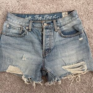 We The Free Light Blue Distressed Jean Shorts
